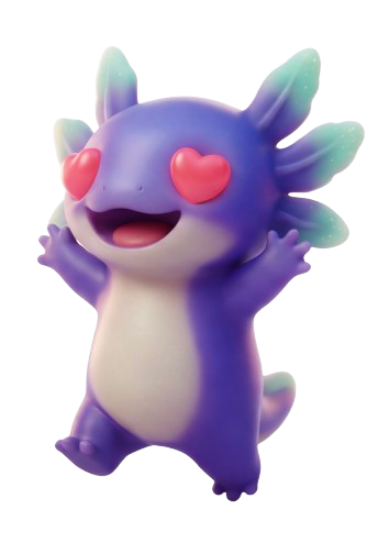 L'axolotl de ScrollOff avec un cœur